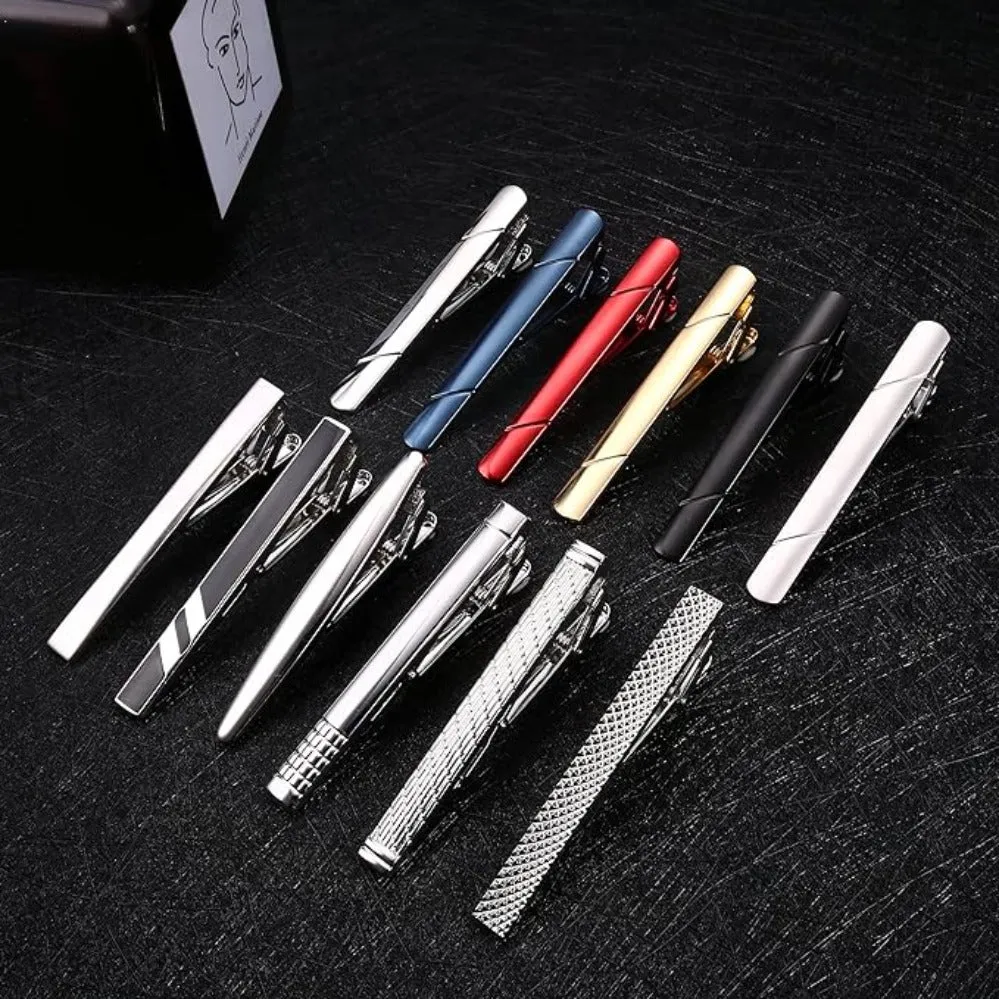 12Pcs Tie Clips for Regular Classic Ties with Gift Box
