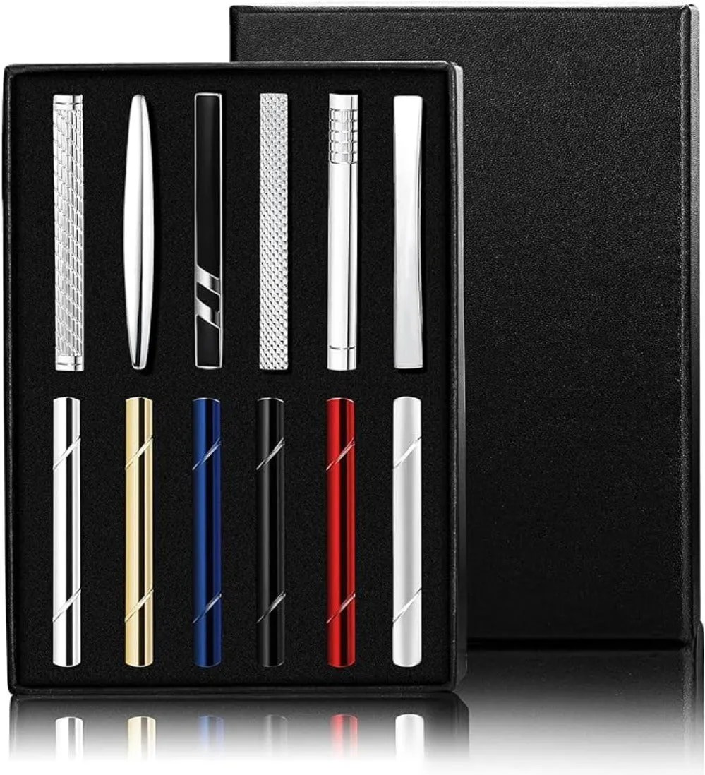 12Pcs Tie Clips for Regular Classic Ties with Gift Box