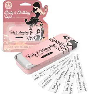 75 Strips Double Sided Tape for Clothes, Fashion and Body Tape - Clothing Tape Double Sided Fabric Tape for Clothes, Hem Tape No Sew No Iron, Strong Adhesive for Skin, Includes Tin Box