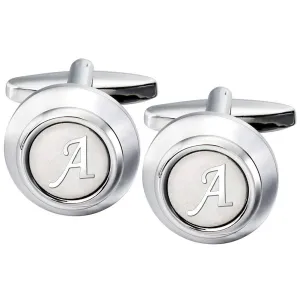 AMITER Mens Classic Cufflinks/Tie Clip/Cufflinks and Tie Clip Set for Men Silver Initials A-Z Formal Business Wedding Tuxedo Shirts A (2 cufflinks)