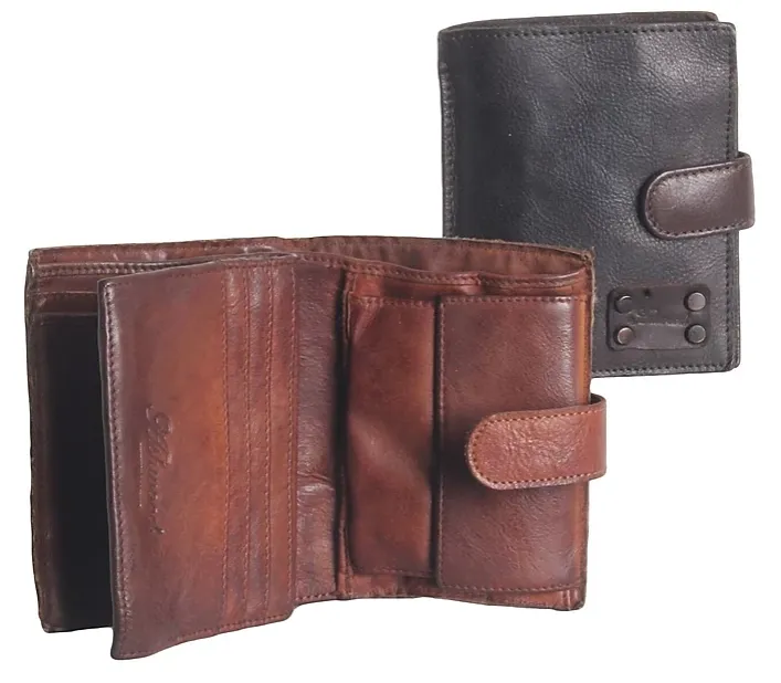 Ashwood Vintage Dipped 3 Card Bill Fold Tan Leather Wallet