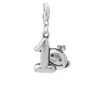 Babies 1st Birthday Clip on Pendant Charm for Bracelet or Necklace