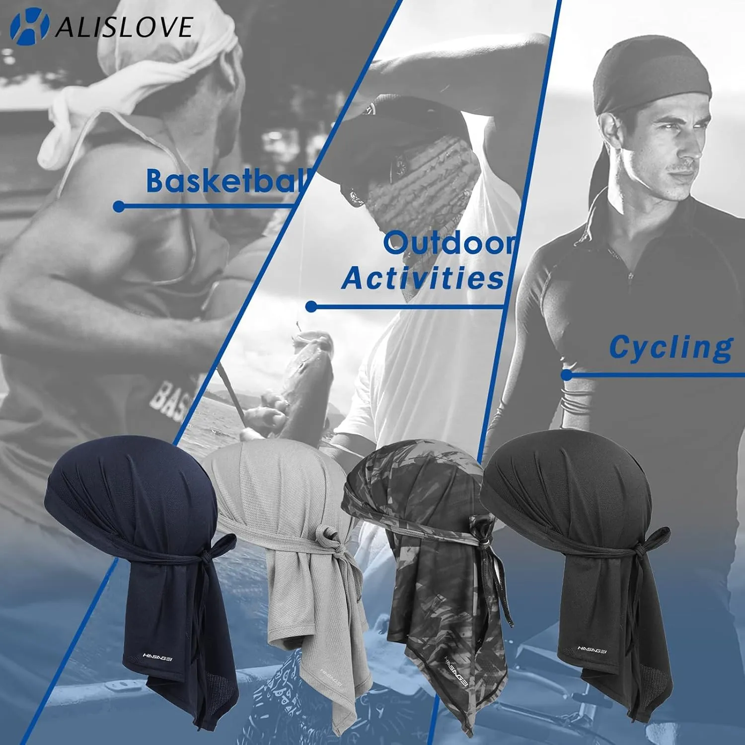 Bandanas Skull Caps for Men, Women Breathable Neck Gaiters Headscarf Face, Sweat Wicking Do Rags Quick Drying Durag