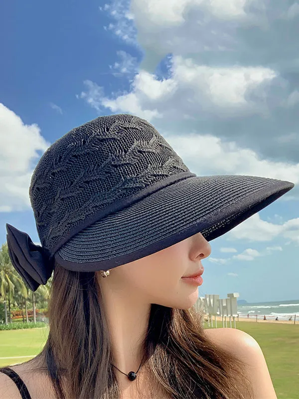 Belly-Hollow Bowknot Wide Side Sun-protection Hats&Caps