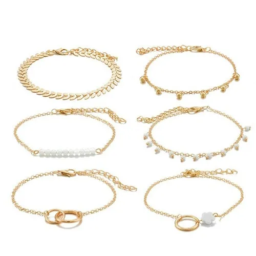 Bohemian Gold Tassel Bracelets for Women Boho Jewelry Geometric Leaves