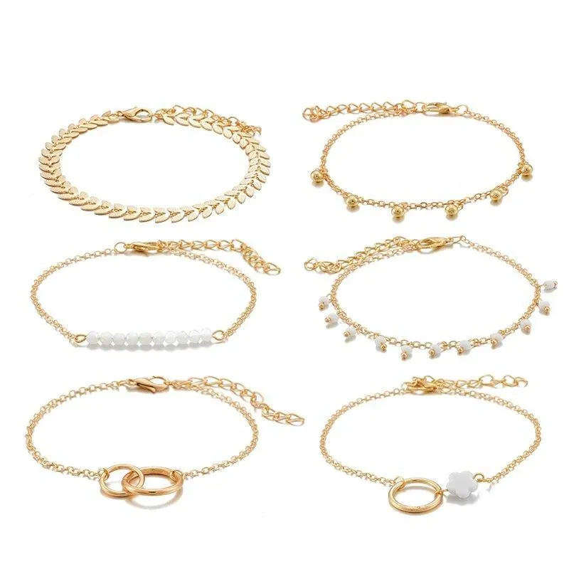 Bohemian Gold Tassel Bracelets for Women Boho Jewelry Geometric Leaves