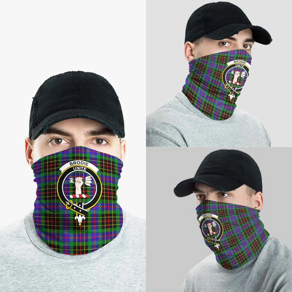 Brodie Hunting Modern Tartan Neck Gaiters, Tartan Bandanas, Tartan Head Band with Family Crest