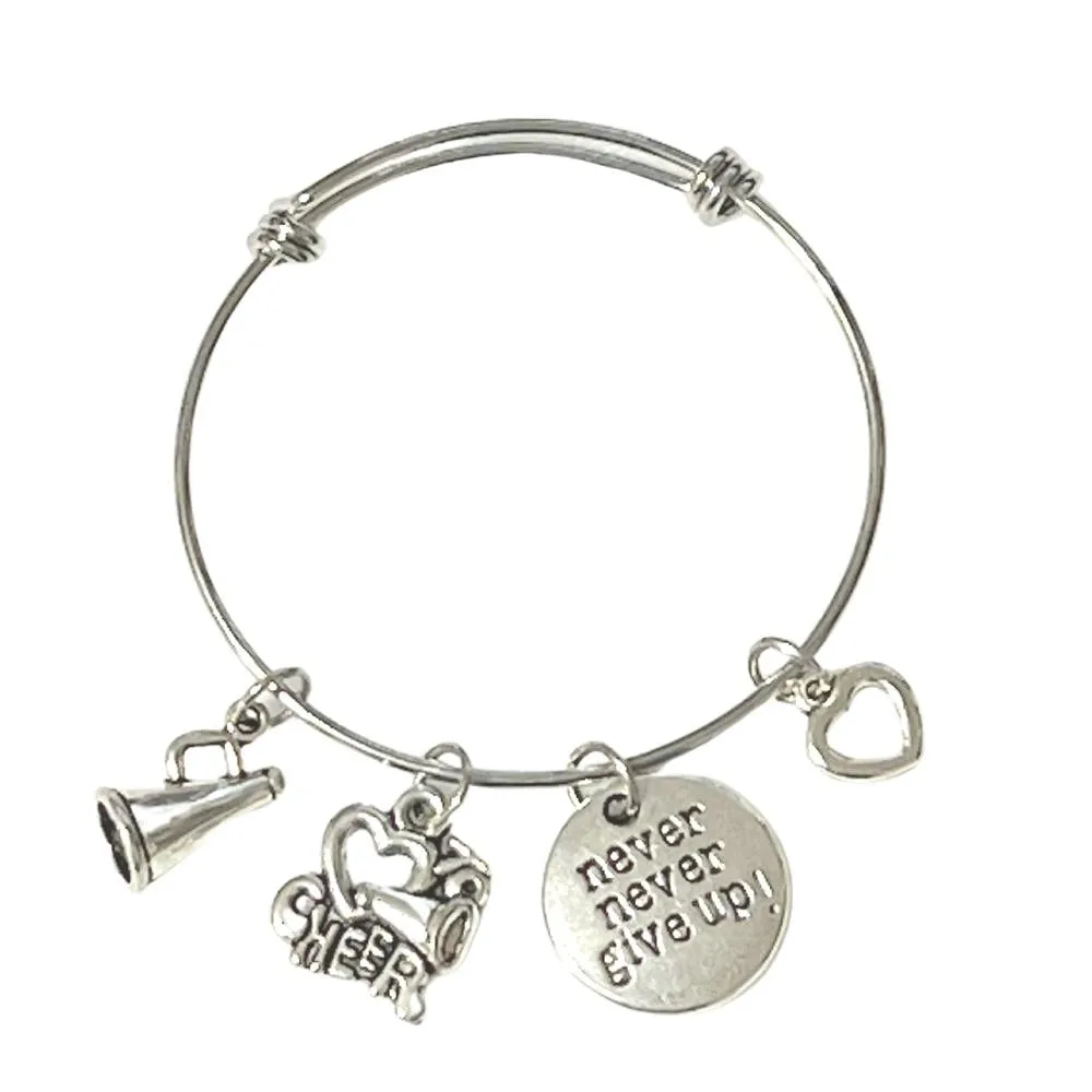 Cheerleading Charm Bangle Bracelet Set of 4
