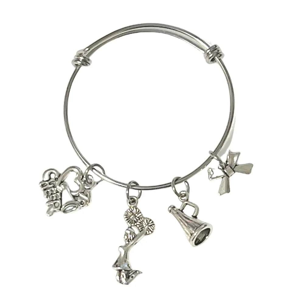 Cheerleading Charm Bangle Bracelet Set of 4