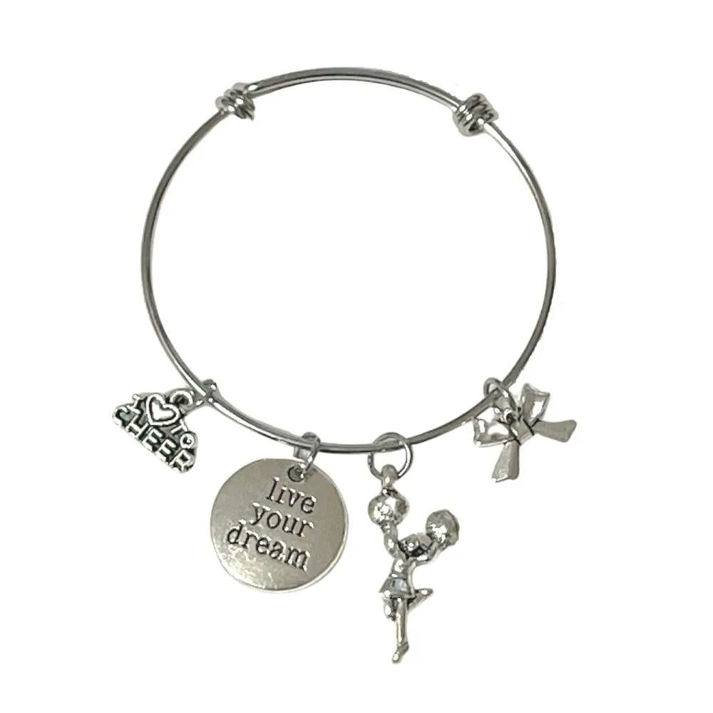 Cheerleading Charm Bangle Bracelet Set of 4
