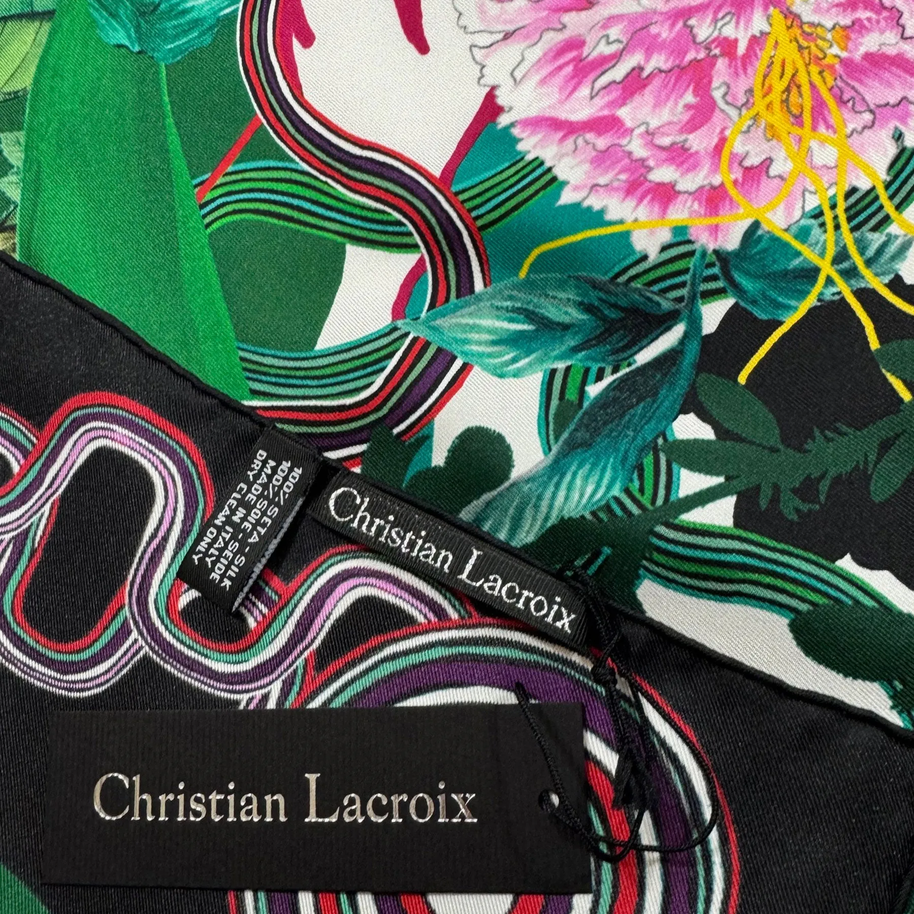 Christian Lacroix Scarf Signature Floral - Square Twill Silk Foulard