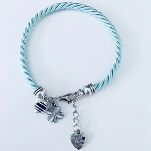 Clover Turquoise Woven Silk Perfume Bracelet | Jewelry Gifts | Women Bracelet | Clover Jewelry | Birthday Women Gift idea