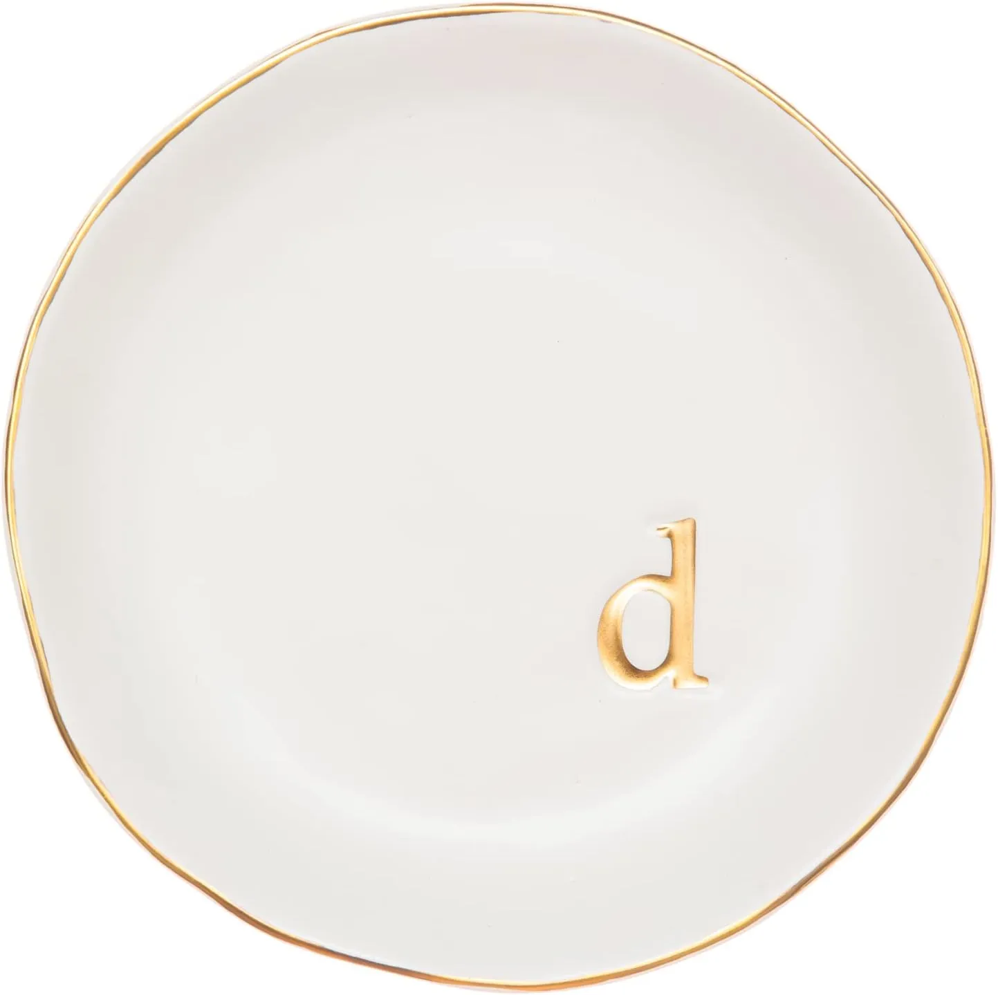 COLLECTIVE HOME - Ceramic Jewelry Tray, Decorative Trinket Dish for Rings Earrings Necklaces Bracelet Watch Keys, Birthday Mother's Day for Women, 4.75", White Surface (D)