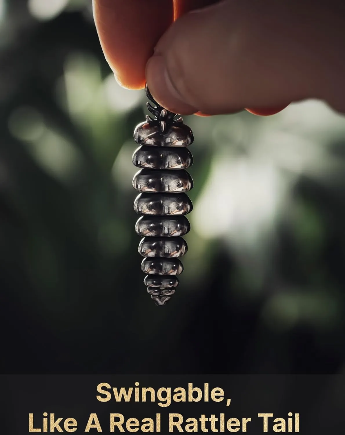 COPPERTIST.WU Rattlesnake Tail Pendant Necklace 925 Sterling Silver/18K Gold Vermeil Shakeable Fidget Jewelry Gift Box for Men and Women