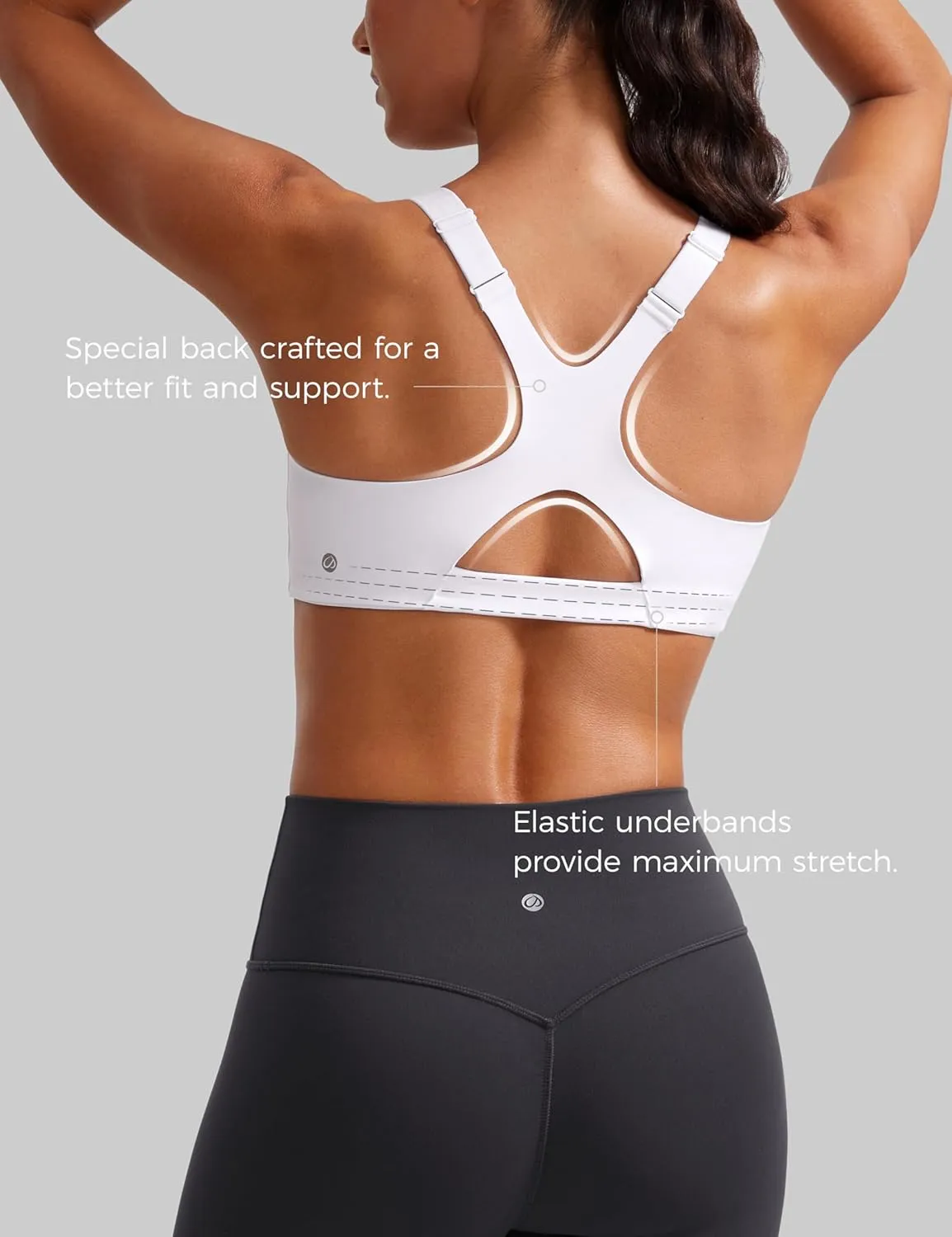 CRZ YOGA Butterlift Womens Racerback Padded Sports Bras - Medium Impact Scoop Neck Adjustable Straps Gym Workout Top