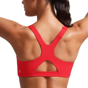 CRZ YOGA Butterlift Womens Racerback Padded Sports Bras - Medium Impact Scoop Neck Adjustable Straps Gym Workout Top