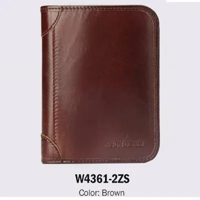 DENIM Genuine Leather RFID Wallet Men Red Brown Vintage Purse Card Holder