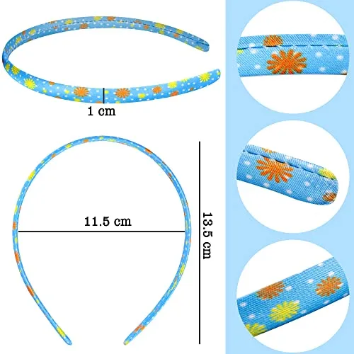 Duufin 30 Pieces Satin Floral Headbands for DIY Crafts - Colorful Covered Headbands for Girls and Women