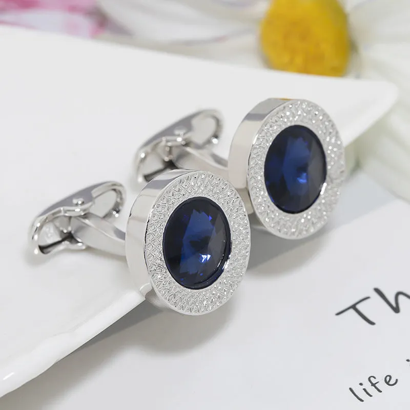 Fashion Blue Crystal Inlay Drill French Cuff
