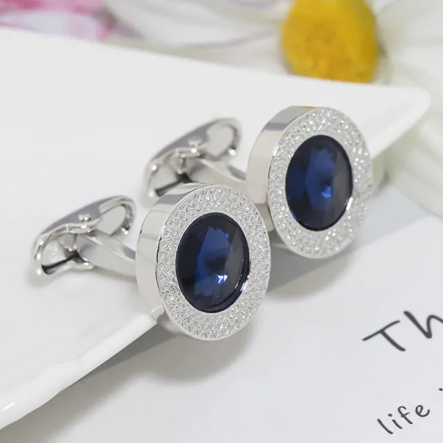 Fashion Blue Crystal Inlay Drill French Cuff