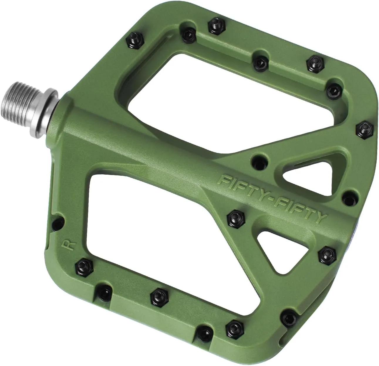 FIFTY-FIFTY Mountain Bike Pedals, Non-Slip MTB Nylon Composite, 9/16" Bicycle Pedals, Lightweight and Wide Flat Platform