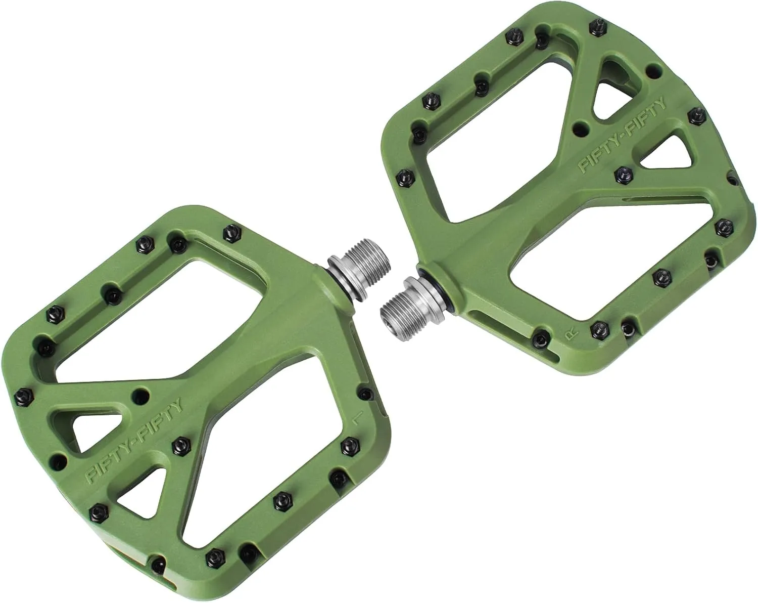 FIFTY-FIFTY Mountain Bike Pedals, Non-Slip MTB Nylon Composite, 9/16" Bicycle Pedals, Lightweight and Wide Flat Platform