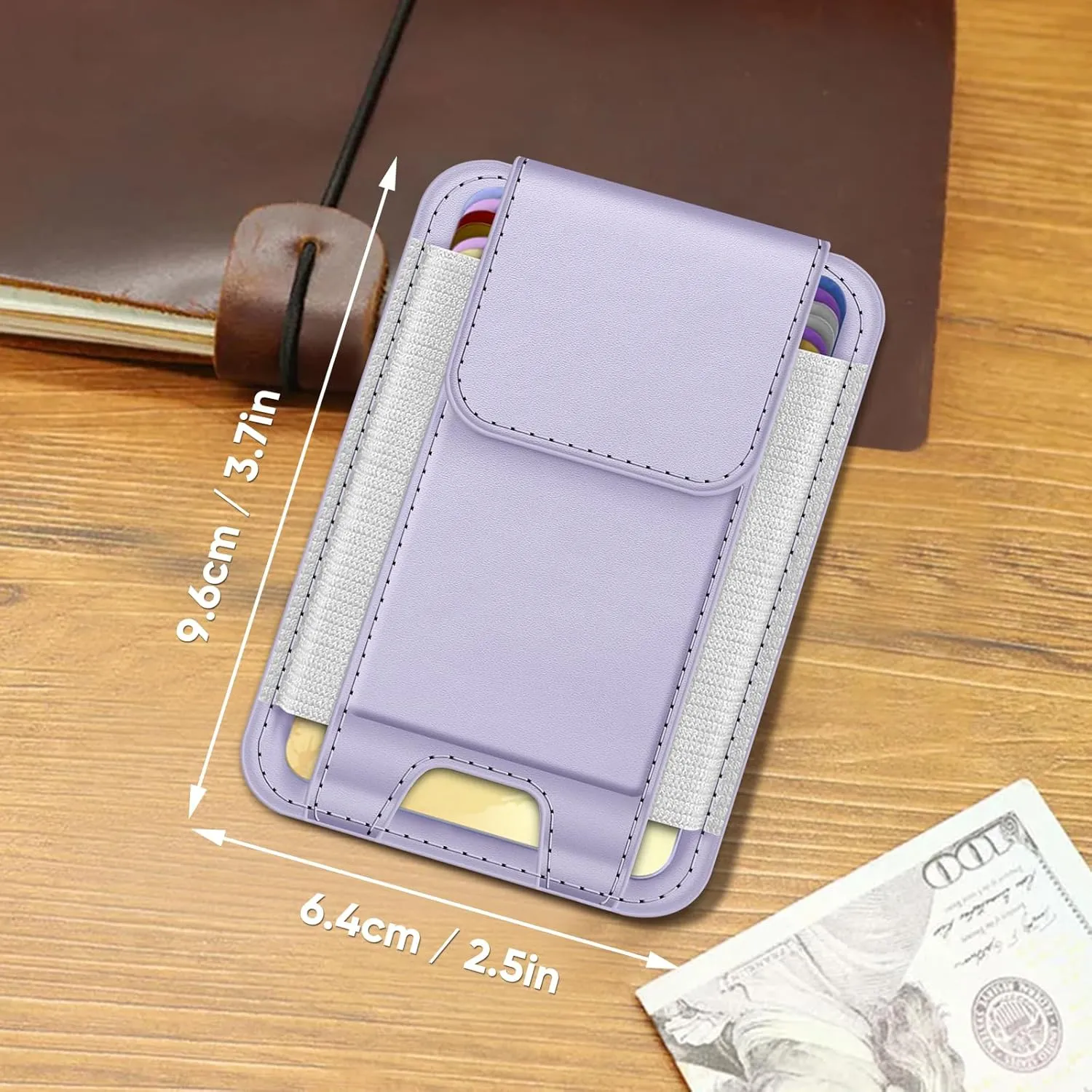 FINPAC MagSafe Wallet, Magnetic Card Wallet Holder for iPhone 16/15/14/13/12 Series, Safe RFID Blocking Slim Leather 6 Card Holder for Women Men, Light Purple