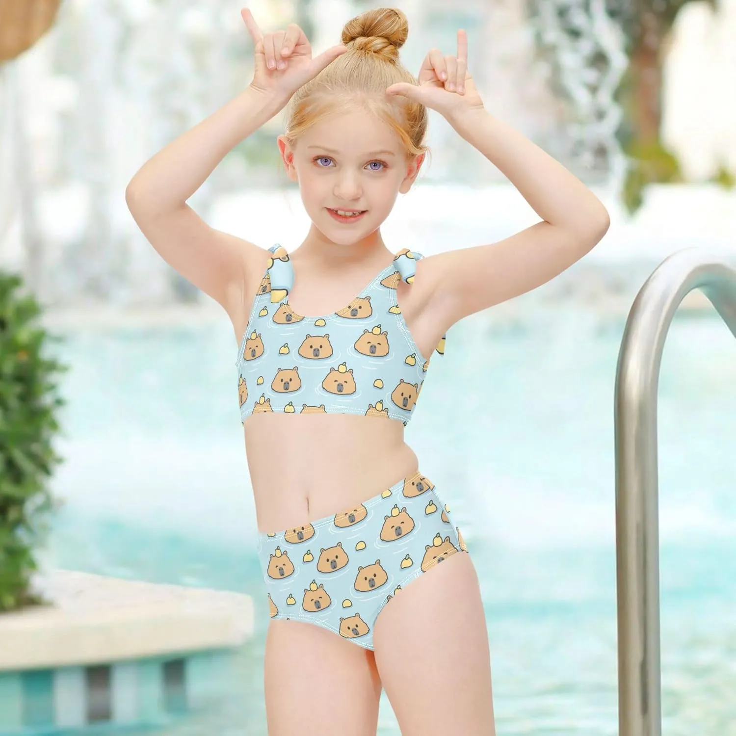 Girls Tankini Swimsuit Bathing Suit Two Piece Bikini Summer Beach Swimwear with Adjustable Strap 3-12 Years