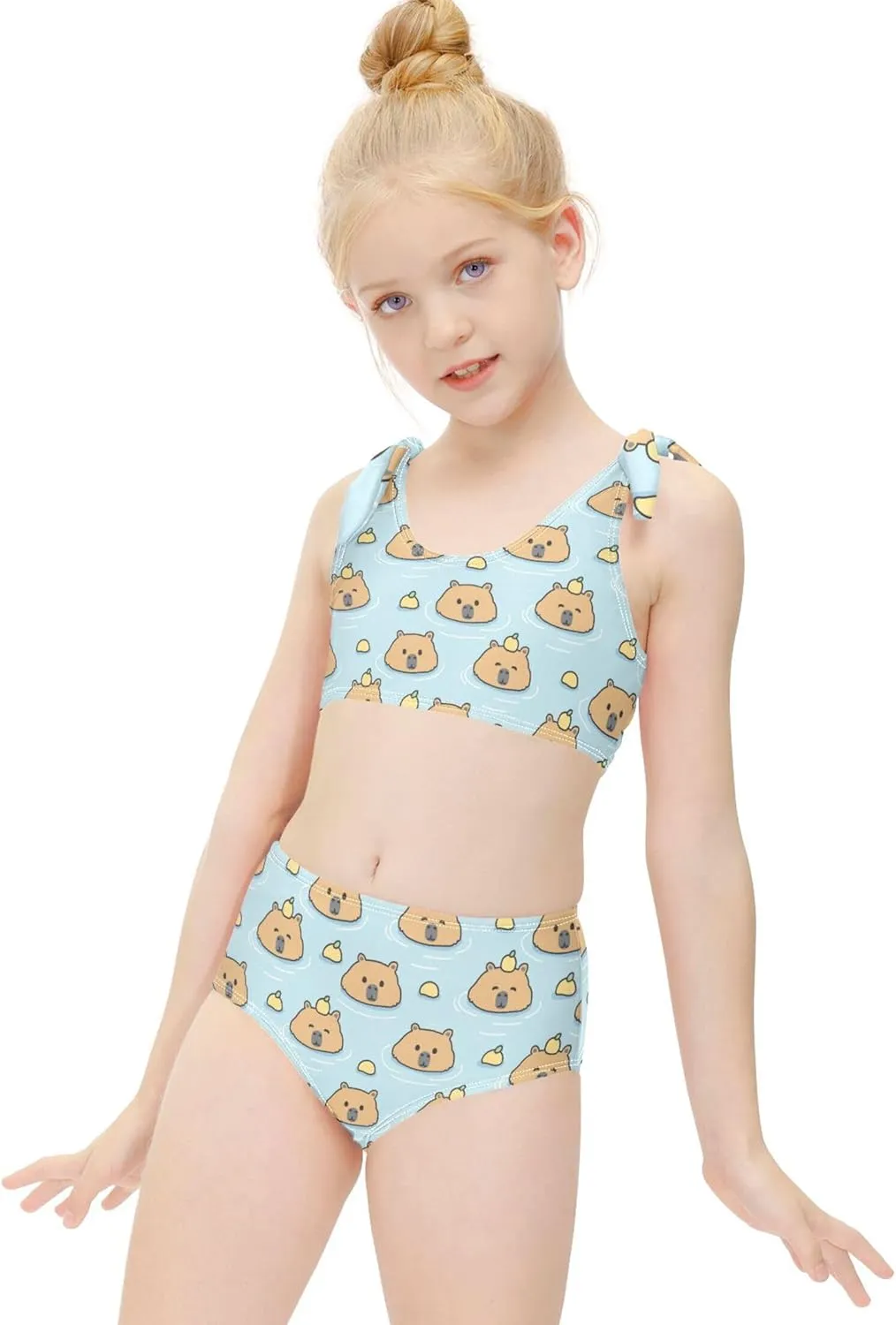 Girls Tankini Swimsuit Bathing Suit Two Piece Bikini Summer Beach Swimwear with Adjustable Strap 3-12 Years