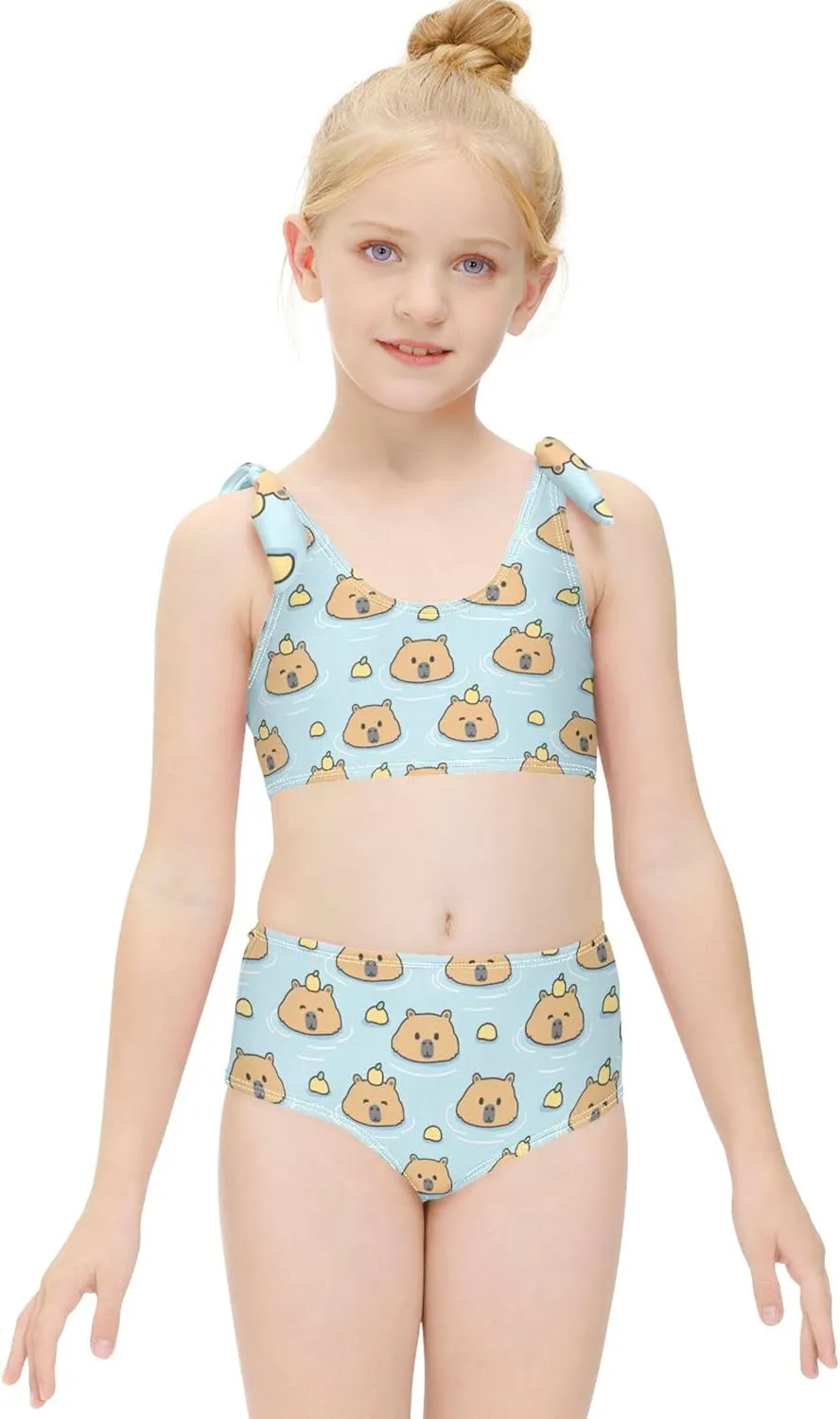 Girls Tankini Swimsuit Bathing Suit Two Piece Bikini Summer Beach Swimwear with Adjustable Strap 3-12 Years