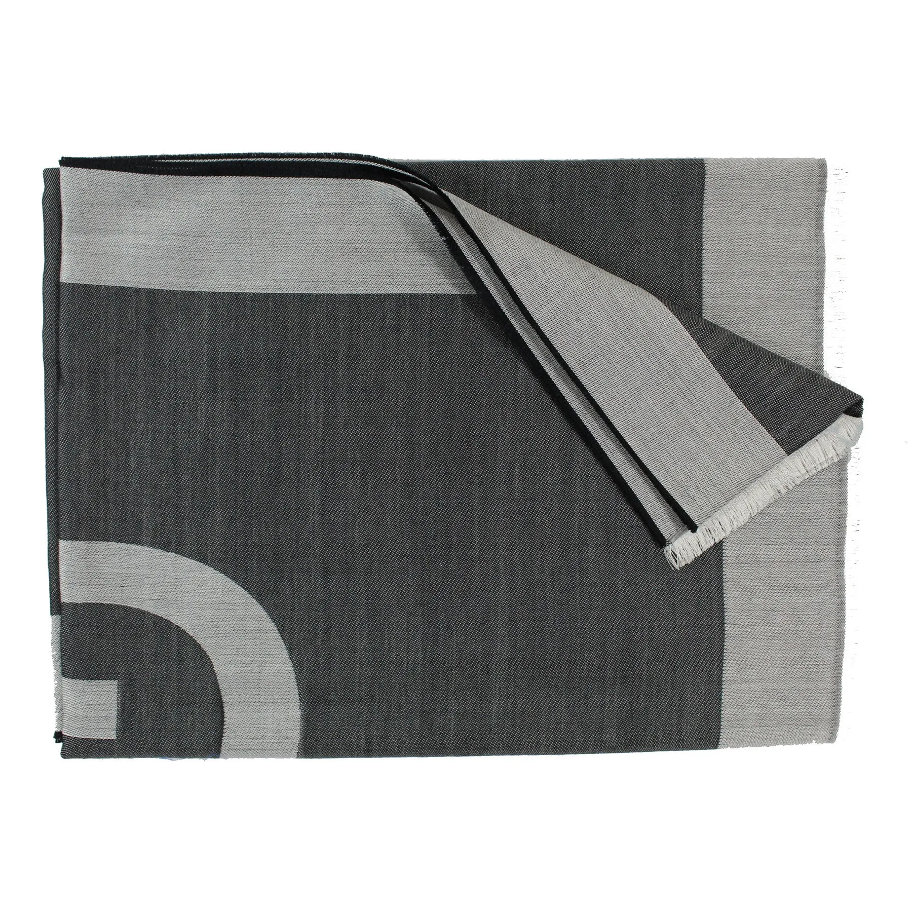 Givenchy Scarf Black Gray Logo Design - Lightweight Wool Silk Shawl FINAL SALE
