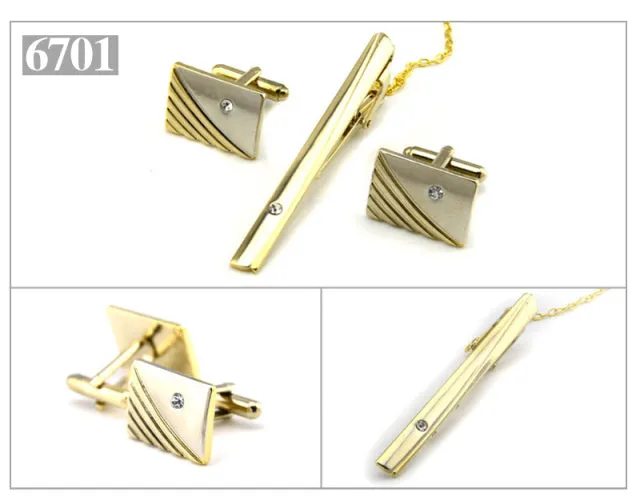 Gold Tie Clip and Cufflink Set
