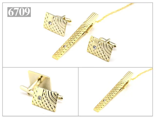 Gold Tie Clip and Cufflink Set