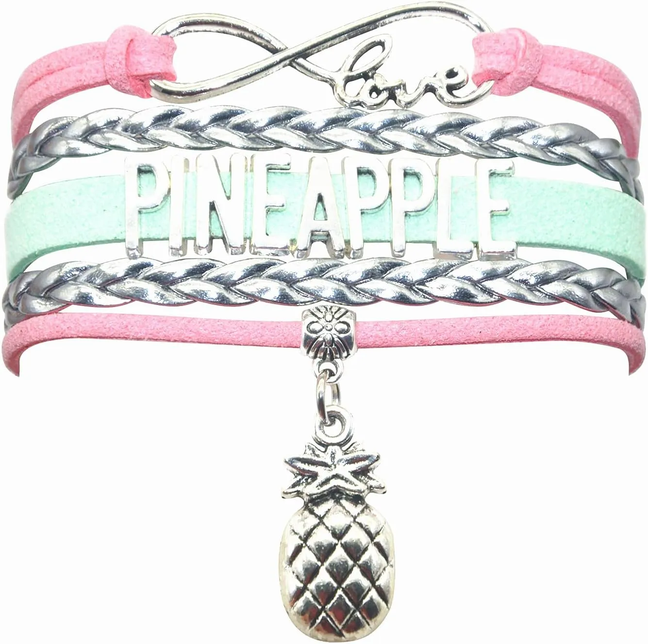 HHHbeauty Pineapple Bracelet Jewelry Leather Infinity Love Pineapple Gifts Pineapple Jewelry Bracelet Gifts For Adult Pineapple Lover, Pineapple Themed Gifts