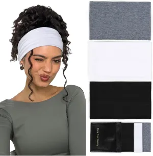 Huachi Wide Headbands for Women Non Slip Thick Womens Headbands Boho Elastic Hair Bands for Women's Hair Stretchy Sweat Headband for Workout Running Working 3 Pack