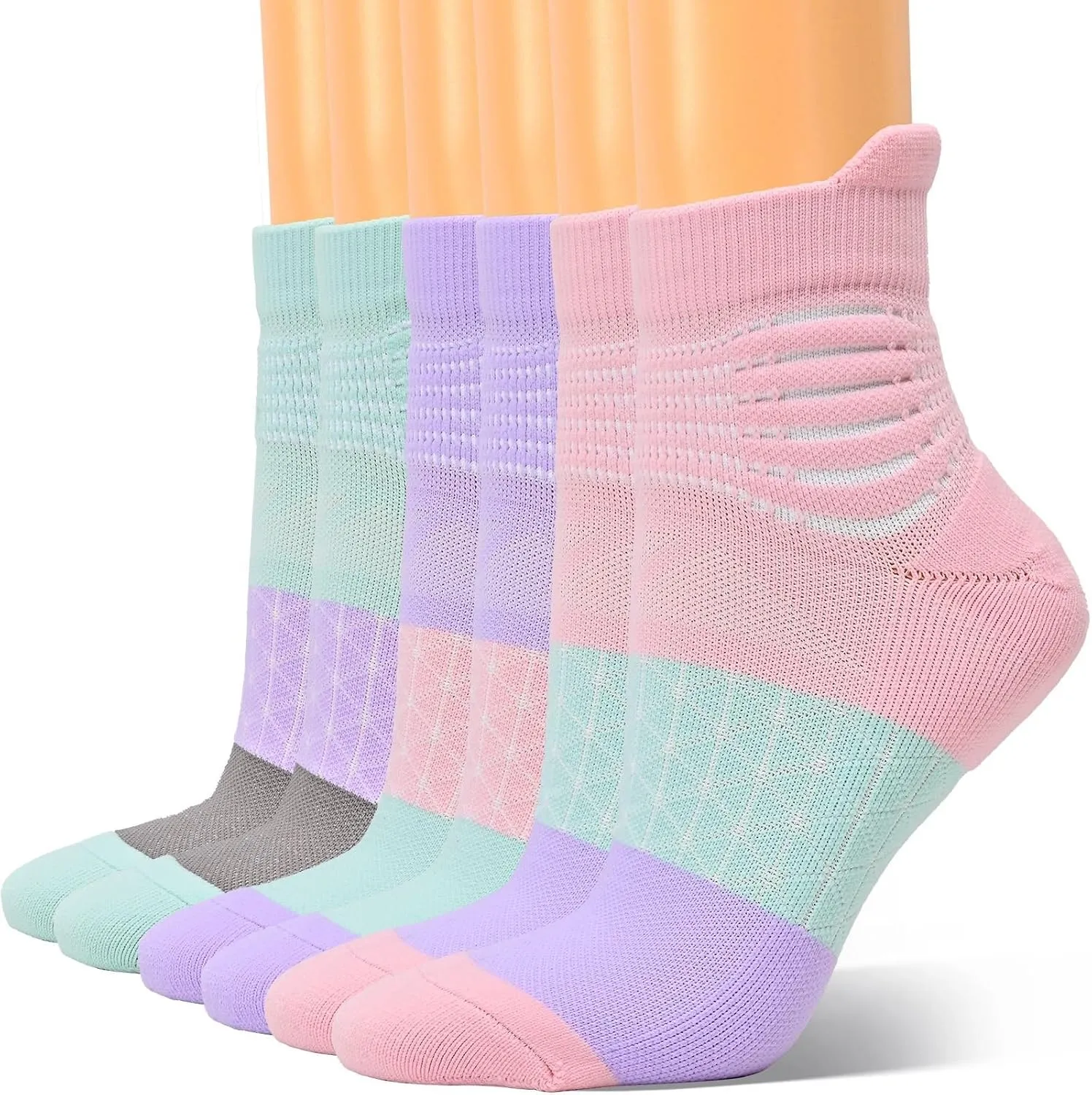 IRAMY Compression Ankle Support Socks Women Coolmax Wicking Cushioned Athletic Plantar Fasciitis Relief 3/4/6 Pairs