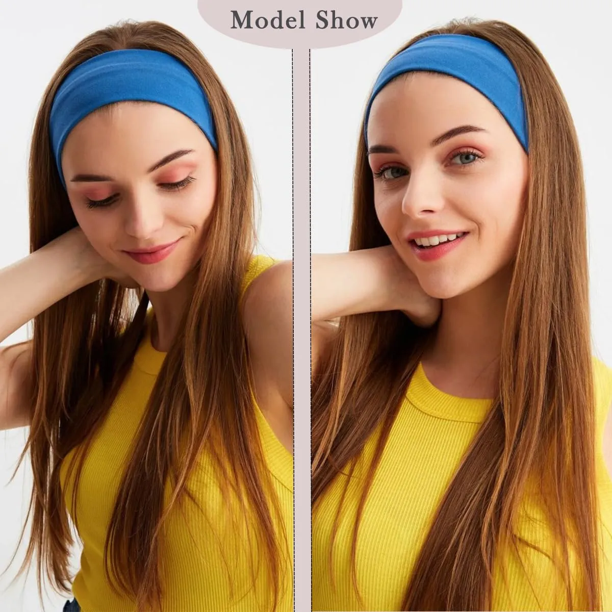 Kachanaa 6 Pack Women's Headbands for Women Boho Women's Hair Non Slip Twisted Cross Elastic Head Bands Headwraps Short Stretchy Thick Fashion Accessories