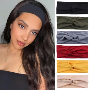 Kachanaa 6 Pack Women's Headbands for Women Boho Women's Hair Non Slip Twisted Cross Elastic Head Bands Headwraps Short Stretchy Thick Fashion Accessories