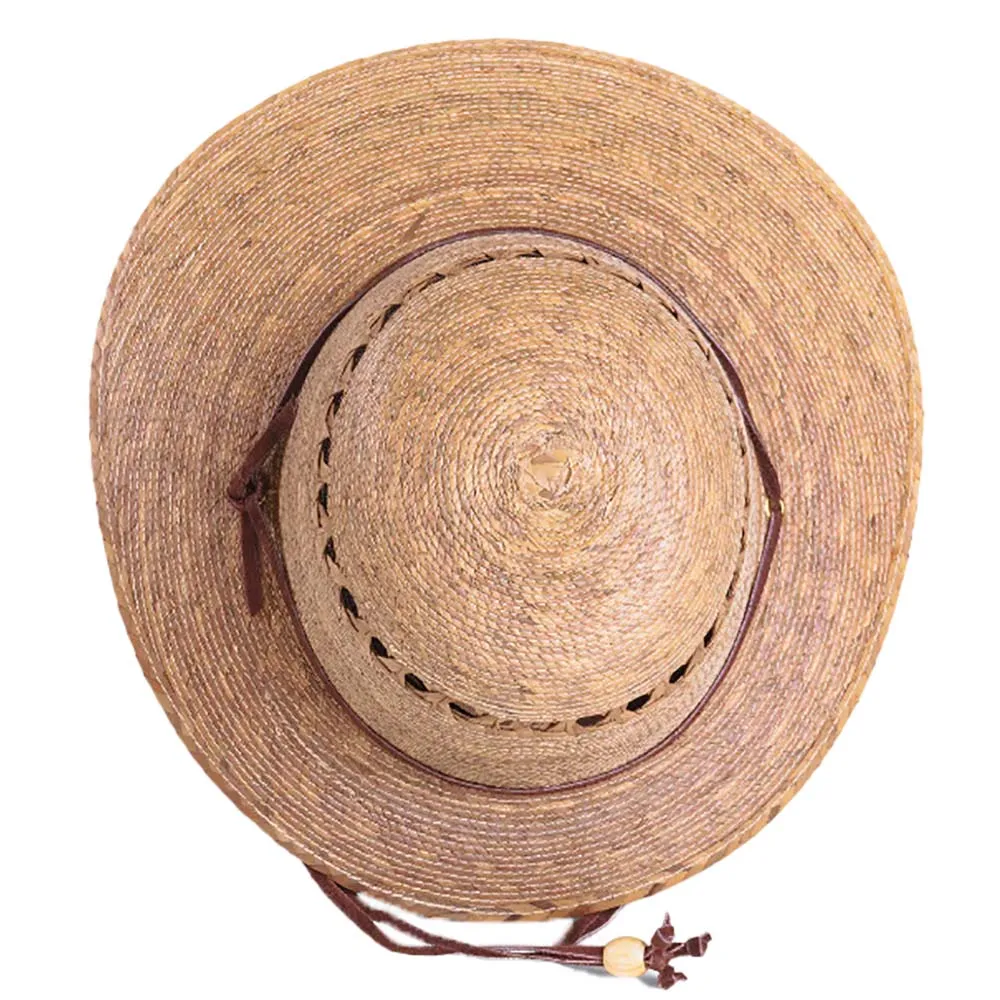 Laurel Palm Leaf Asymmetrical Brim Lattice Crown Sun Hat - Tula Hats