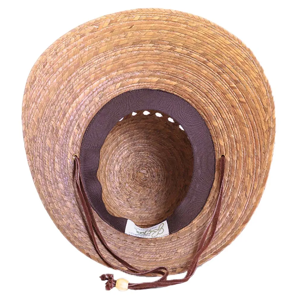 Laurel Palm Leaf Asymmetrical Brim Lattice Crown Sun Hat - Tula Hats