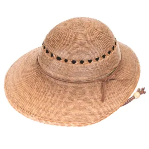 Laurel Palm Leaf Asymmetrical Brim Lattice Crown Sun Hat - Tula Hats