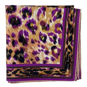 Leonard Paris Scarf Cheetah Print - Twill Silk Large Square Foulard