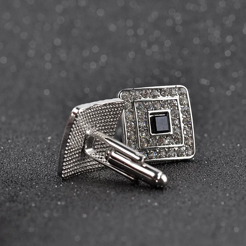 Luxury Rhinestone Crystal Square Custom Enamel Cufflink