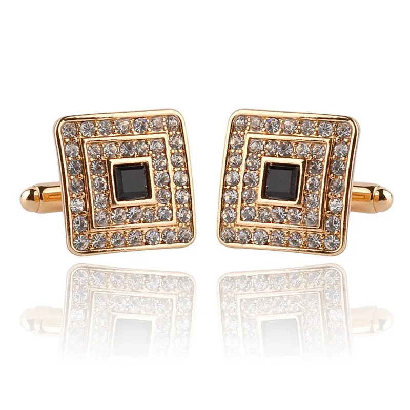 Luxury Rhinestone Crystal Square Custom Enamel Cufflink