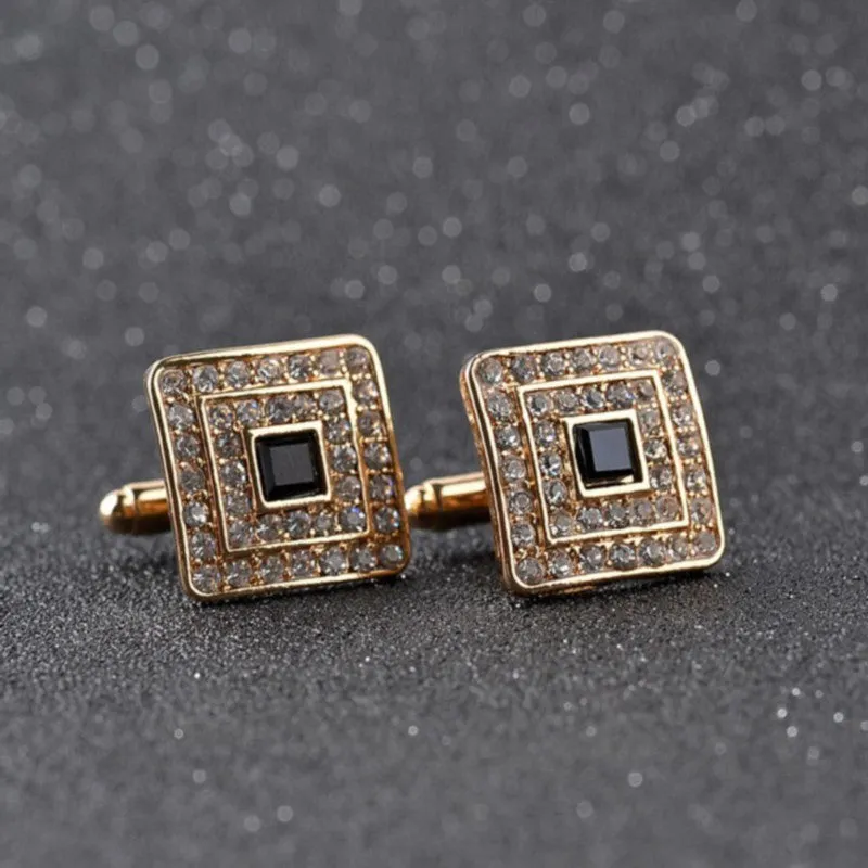 Luxury Rhinestone Crystal Square Custom Enamel Cufflink