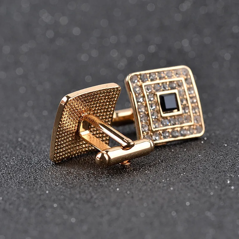 Luxury Rhinestone Crystal Square Custom Enamel Cufflink