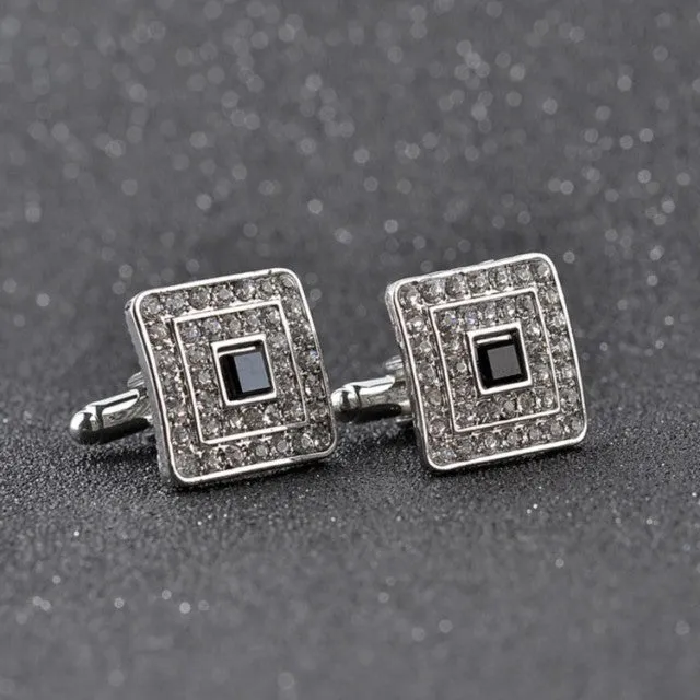 Luxury Rhinestone Crystal Square Custom Enamel Cufflink