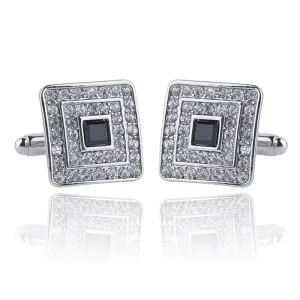 Luxury Rhinestone Crystal Square Custom Enamel Cufflink