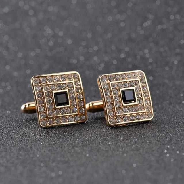 Luxury Rhinestone Crystal Square Custom Enamel Cufflink
