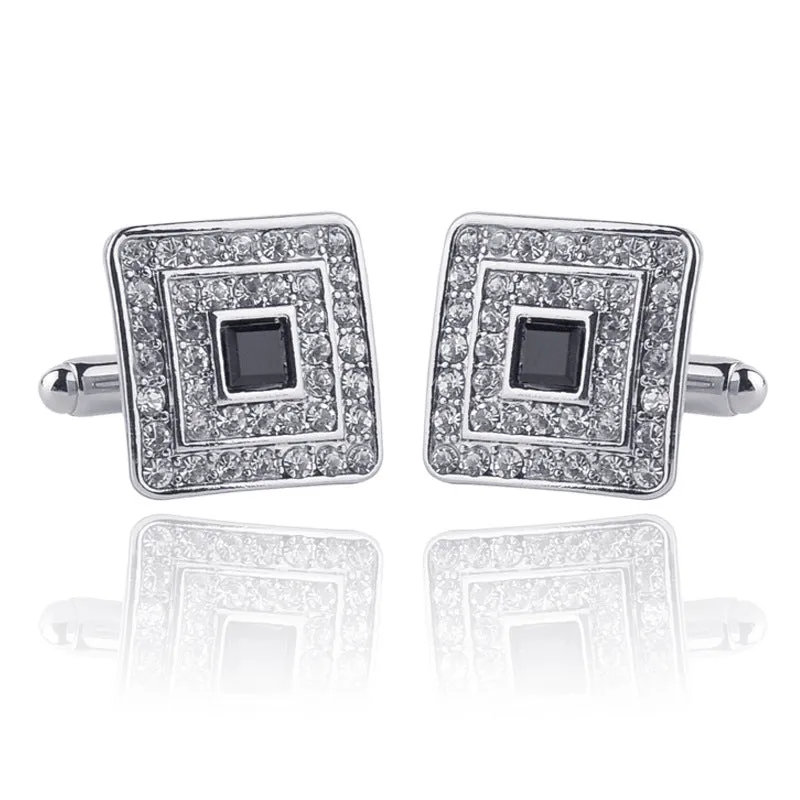 Luxury Rhinestone Crystal Square Custom Enamel Cufflink
